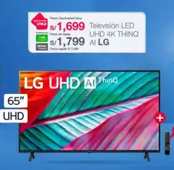 Tottus Televisión LED UHD 4K THINQ AI LG oferta