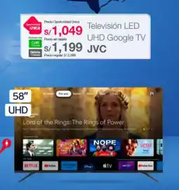 Tottus Televisión LED UHD Google TV JVC oferta