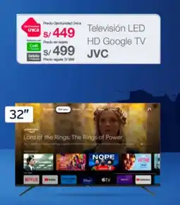 Tottus Televisión LED HD Google TV JVC oferta