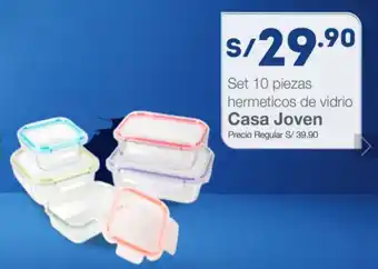 Tottus Set 10 piezas hermeticos de vidrio Casa Joven oferta
