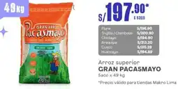 Makro Arroz superior GRAN PACASMAYO Saco x 49 kg oferta