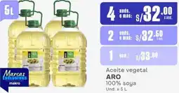 Makro Aceite vegetal ARO 100% soya 4Und. x 5 L oferta