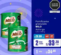 Makro Fortificante granulado MILO Activ-go 2Latas x 940 g oferta