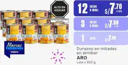 Makro Durazno en mitades en almíbar ARO 12LataS x 820 g oferta