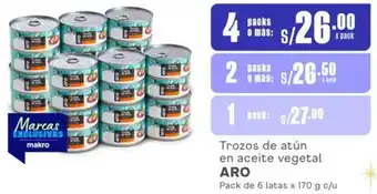 Makro Trozos de atún en aceite vegetal ARO 4PackS de 6 latas x 170 g c/u oferta