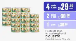 Filete de atún en aceite girasol D'GUSSTO 4PackS de 6 latas x 170 g c/u