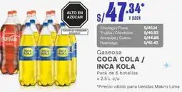 Makro Gaseosa COCA COLA / Pack de 6 botellas x 2.5 L c/u oferta