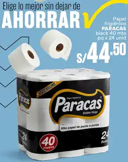 Plaza Vea Papel higiénico PARACAS black 40 mts pq x 24 unid oferta