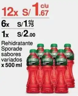 Metro Rehidratante Sporade sabores variados x 500 ml oferta