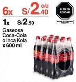 Metro Gaseosa Coca-Cola o Inca Kola x 600 ml oferta