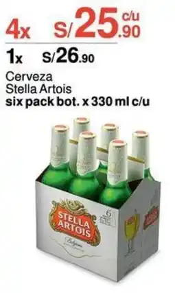 Metro Cerveza Stella Artois six pack bot. x 330 ml c/u oferta