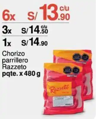 Metro Chorizo parrillero Razzeto pqte. x 480 g oferta