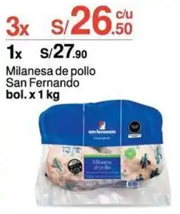 Metro Milanesa de pollo San Fernando bol.x 1 kg oferta