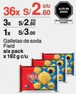 Metro Galletas de soda Field six pack x 192 g c/u oferta