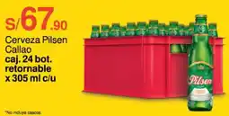 Metro Cerveza Pilsen Callao caj. 24 bot. retornable x 305 ml c/u oferta