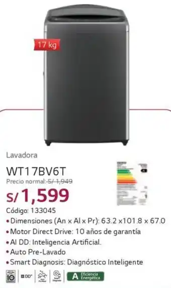 Hiraoka Lavadora WT17BV6T 17kg oferta