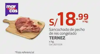 Makro Sancochado de pecho de res congelado ternez x kg oferta