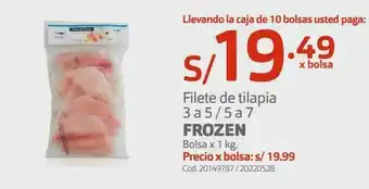 Makro Filete de tilapia 3 a 5 / 5 a 7 frozen bolsa x 1 kg oferta