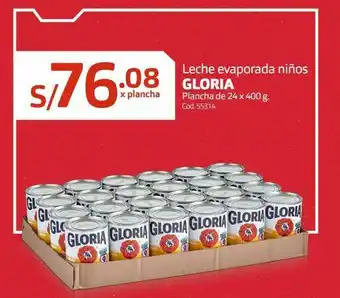 Makro Leche evaporada niños gloria plancha de 24 x 400 g. oferta