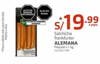 Makro Salchicha frankfurter alemana paquete x 1 kg oferta