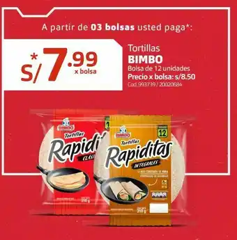Makro Tortillas bimbo bolsa de 12 unidades oferta