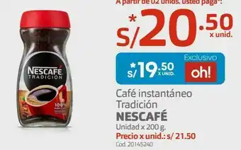 Makro Café instantáneo tradición nescafé unidad x 200 g oferta