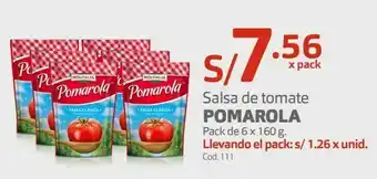 Makro Salsa de tomate pomarola pack de 6 x 160 g. oferta