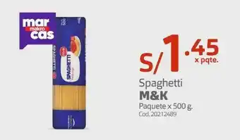 Makro Spaghetti m&k paquete x 500 g oferta