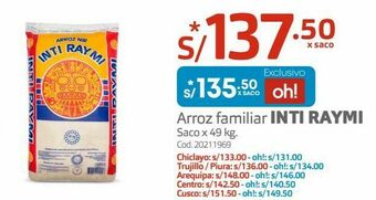 Makro Arroz familiar inti raymi saco x 49 kg. oferta
