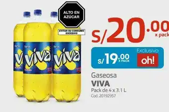 Makro Gaseosa viva pack de 4 x 3.1 l oferta