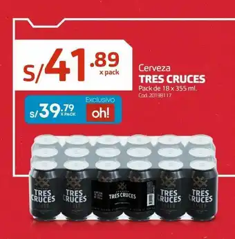 Makro Cerveza tres cruces pack de 18 x 355 ml. oferta