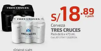 Makro Cerveza tres cruces pack de 6 x 473 ml. oferta