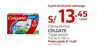 Makro Crema dental colgate triple acción pack de 3 x 100 ml oferta