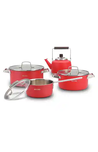 Tiendas EFE Juego de ollas record fiorenza acero inoxidable 8 pz - rojo oferta