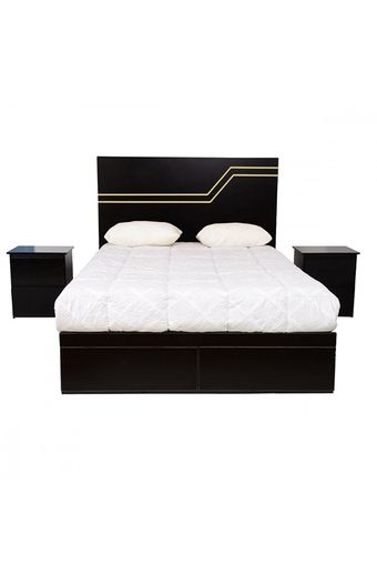 Tiendas EFE Juego de dormitorio falotih tadeo 1.5 plz + 2 veladores - nogal oscuro oferta