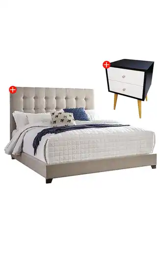 Tiendas EFE Juego de dormitorio falotih cielo 1.5 plz + velador + colchón resortes - beige oferta