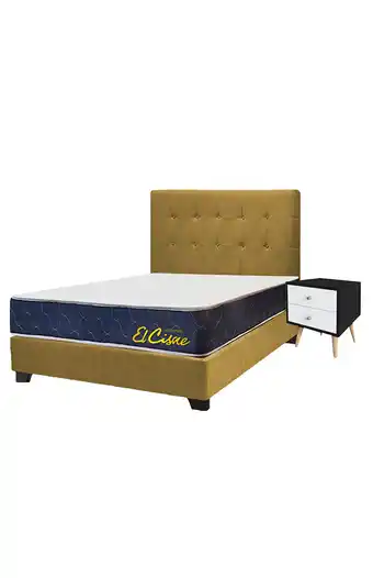 Tiendas EFE Juego de dormitorio falotih ariel 2 plz + velador + colchón - beige oferta