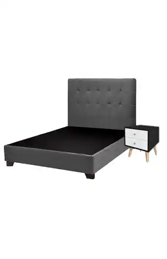 Tiendas EFE Juego de dormitorio falotih ariel 2 plz + velador - gris oferta