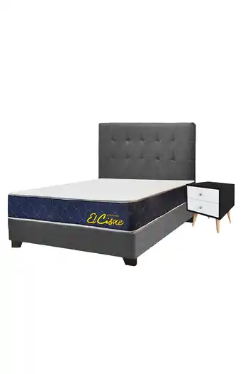 Tiendas EFE Juego de dormitorio falotih ariel 2 plz + velador + colchón - gris oferta
