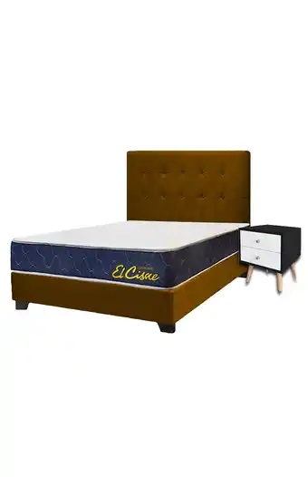 Tiendas EFE Juego de dormitorio falotih ariel 2 plz + velador + colchón - marrón oferta