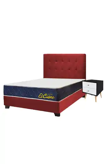 Juego de dormitorio falotih ariel 2 plz + velador + colchón - rojo