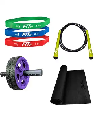 Tiendas EFE Combo full fit plus: cuerda + rodillo abdom + bandas + yoga mat oferta