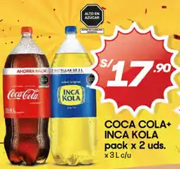 COCA COLA+ INCA KOLA pack x 2 uds. x3L