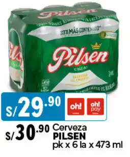 Plaza Vea Cerveza PILSEN pk x 6 la x 473ml oferta