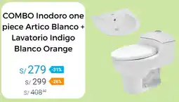Promart COMBO Inodoro one piece Artico Blanco + Lavatorio Indigo Blanco Orange oferta