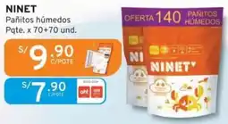 Mifarma NINET Pañitos húmedos Pqte. x 70+70 und. oferta