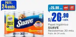 Makro Papel higiénico SUAVE Resistemax 30 mts Pqte. de 24 unds. oferta