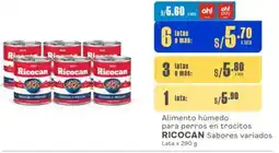 Makro Alimento húmedo lata para perros en trocitos RICOCAN Sabores variados Lata x 290g oferta