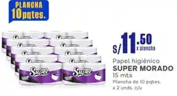 Makro Papel higiénico SUPER MORADO 15 mts Plancha de 10 pqtes. x 2 unds. oferta