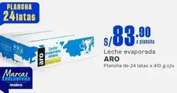 Makro Leche evaporada ARO Plancha de 24 latas x 410g oferta